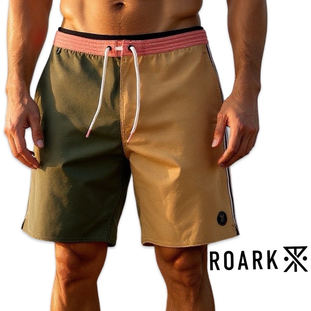 NWT Roark Chiller 17" Color Block Boardshorts Men's 38 Swim Beach‎ Vacation Pool